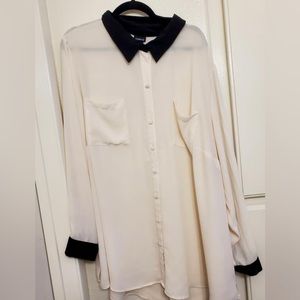 Torrid White Sheer Button Down Blouse